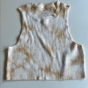 Tan and Cream Ribbed Crop Top